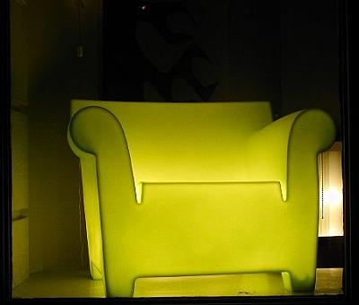 A glowing easy chair.