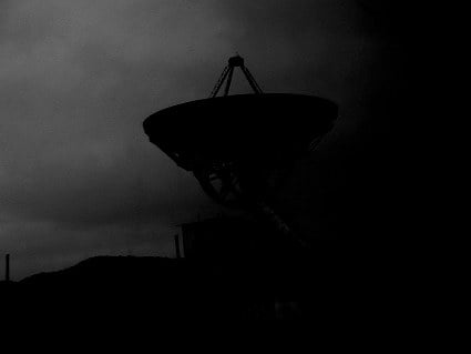 Photo of radio telescope, Greenbank observatory, West Virginia.