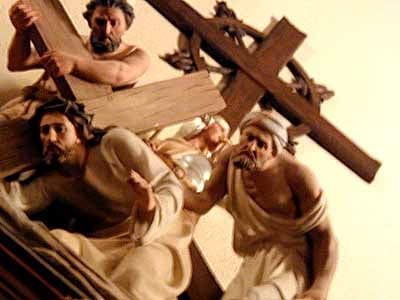 Jesus carrying the cross, from the Loretto Chapel in Santa Fe, NM.