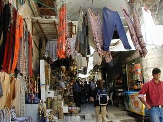 Bazaar - mostly empty because of the Intifada.