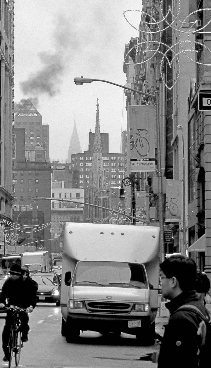 Broadway and biking and smoke
