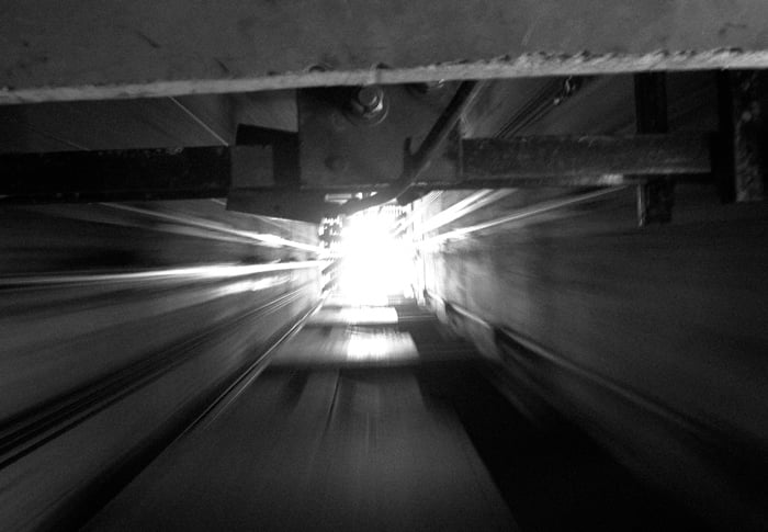 Going up in the elevator