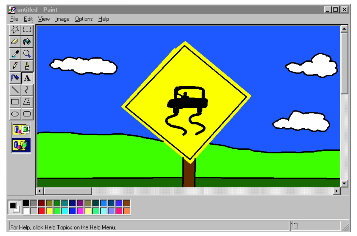 Screenshot of the old-school interface of MS Paint.